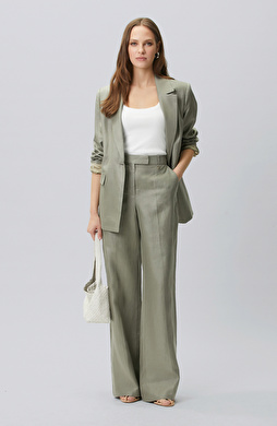 Açık Haki Keten Pantolon