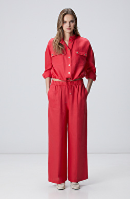 Nar Çiçeği Keten Karışımlı Pantolon