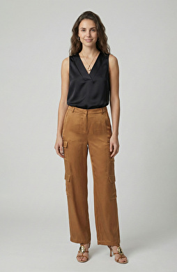 Camel Kargo Cepli Cupro Pantolon