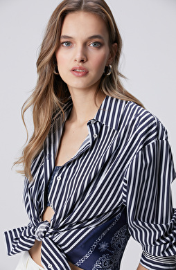 Lacivert Ekru Gömlek