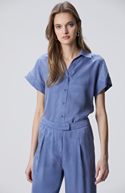 Mavi Cupro Gömlek
