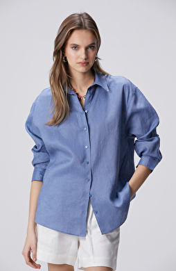 Mavi Keten Gömlek