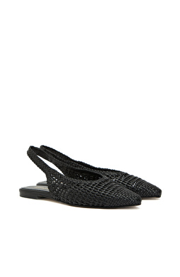 Black Knit Detailed Women's Leather Sandals