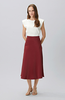 Cherry Below the Knee Length Shiny Fabric Skirt