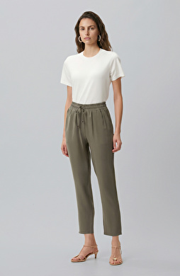 Haki Diyagonal Desenli Basic Pantolon