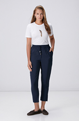 Lacivert Diyagonal Basic Jogger Pantolon