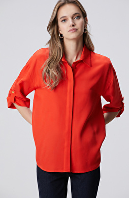 Kırmızı Çizgi Jakarlı Truvakar Kol Gömlek