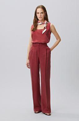 Cherry Pleated Palazzo Trousers
