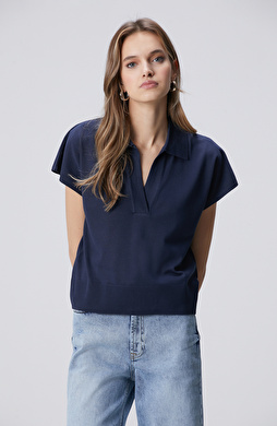 Lacivert Polo Yaka Basic Kazak