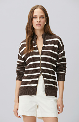 Kahverengi Simli Ajurlu Hırka