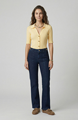 Lacivert Raw Denim Pantolon