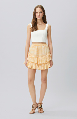 Sarı Puantiye Desenli Etek