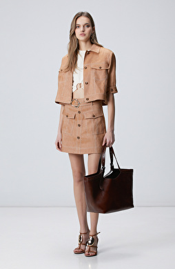 Tütün Keten Karışımlı Etek