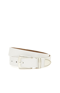 Beyaz Kadın Deri Kemer