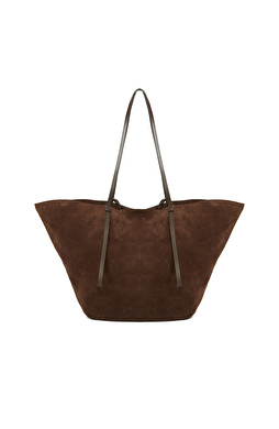 Brown Women's Suede Shopper Bag