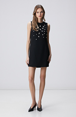 Siyah Taşlı Abiye Elbise