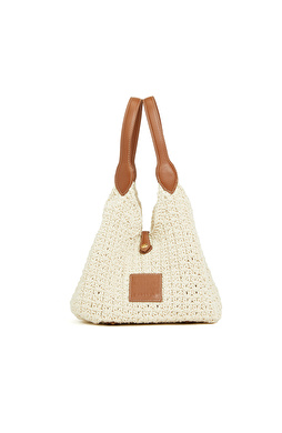 Bej Makrome Kadın Bucket Çanta