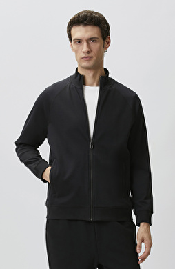 Siyah Fermuarlı Sweatshirt