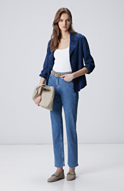 Slim Fit Açık Indigo Mavi Denim Pantolon