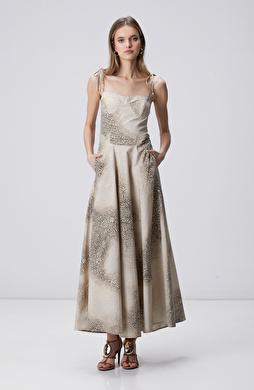 Limited Light Beige Print Dress