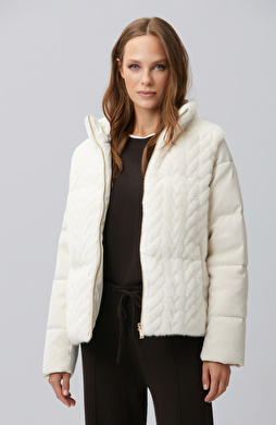 Off White Faux Fur Coat