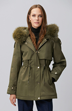 Khaki Hooded Coat