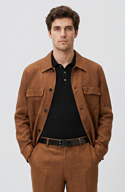 Tobacco Linen Outer Shirt