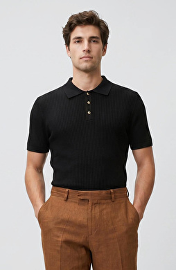 Siyah Desenli Rayon Triko Kazak