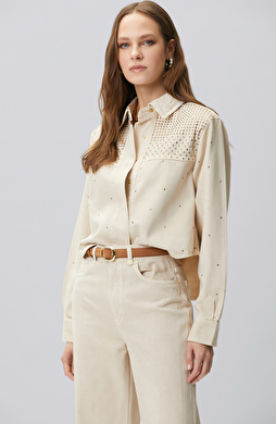 Bej Hotfixli Denim Mont