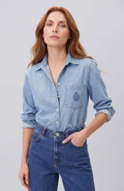 Açık İndigo Tencel Denim Gömlek