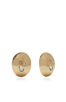 Gold Taş Detaylı Küpe