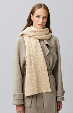 Beige Sequin Detailed Women's Knitwear Scarf