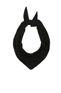 Black Gold Sequin Detailed Women's Knitted Scarf