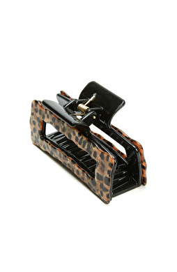 Leopar Desenli Kadın Mandallı Toka