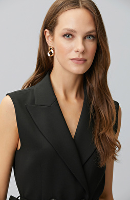 Gold Geometric Form Detailed Women's Dangle Earrings