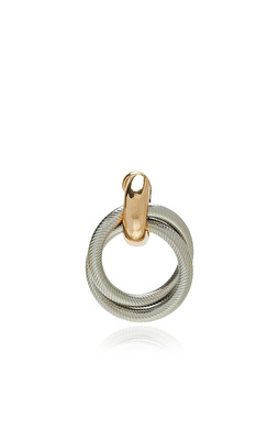 Gold Silver Geometrik Form Detaylı Kadın Küpe