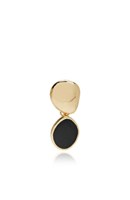 Gold Black Stone Dangle Women's Earrings