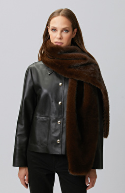 Brown Fur Detailed Women's Scarf
