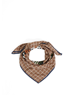 Brown Slogan Detailed Women's Scarf