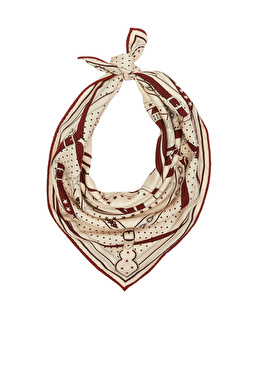 Ecru Patterned Women's Wool Scarf