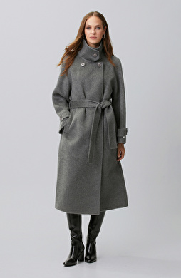 Limited Grey Melange Cashmere Wool Blend Coat