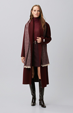 Limited Burgundy Cashmere and Wool Blend Coat