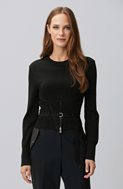N-Tech Black Knitwear Sweater with Zipper Detail
