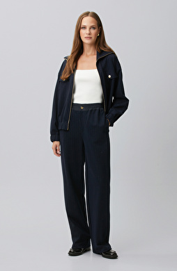 Navy Blue Glitter Striped Sweatpants