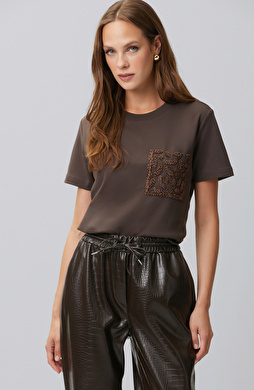Acı Kahve Cep Detaylı T-shirt