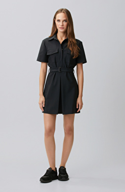 N-Tech Black Buckle Belt Detailed Dress