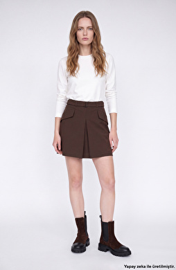 N-Tech Brown Belt Detailed Skirt