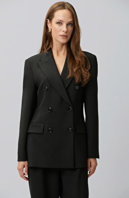 Black Wool Blend Padded Jacket