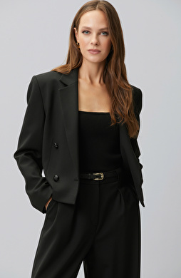 Cyan Wool Blend Short Jacket