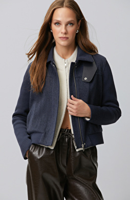 Indigo Sleeves Knitwear Wool Blend Coat